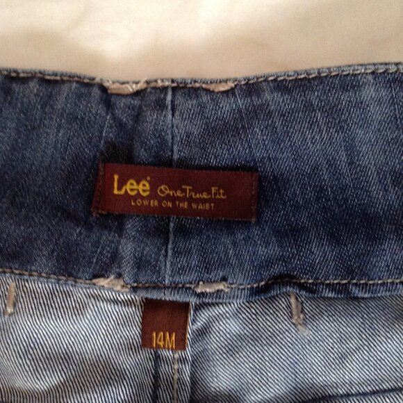 Lee One true Fit jeans denim cropped cuffed 14M - Picture 3 of 6